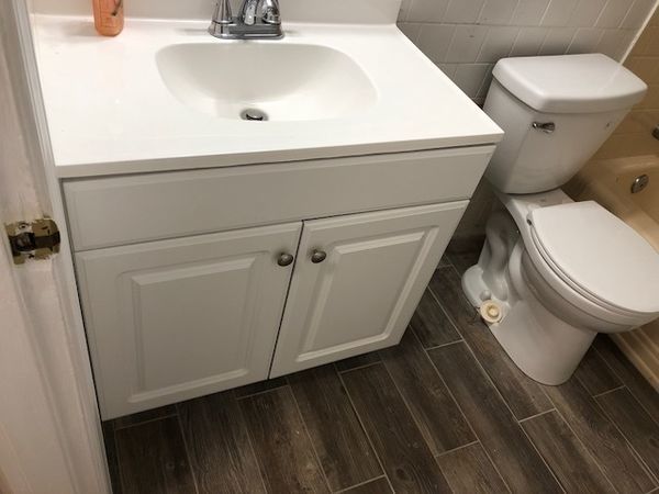 Bathroom Remodel in North Andover, MA (tile flooring, vanity and toilet installation) (1)